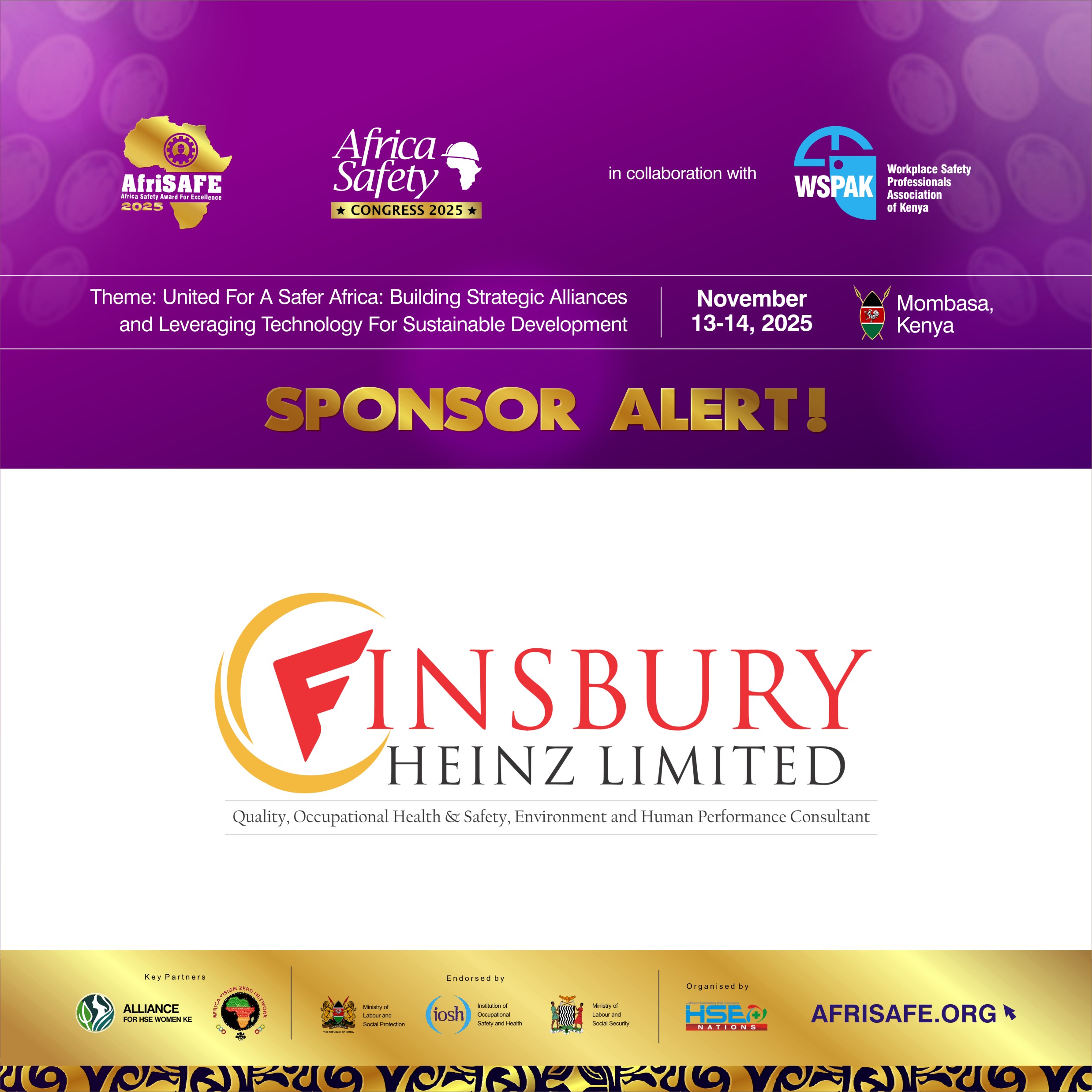 Finsbury Heinz Limited Backs AfriSAFE 2025 As Sponsor
